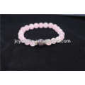 Natural 8MM Rose Quartz Stretch Bracelet With Amethyst 8MM Round Beads